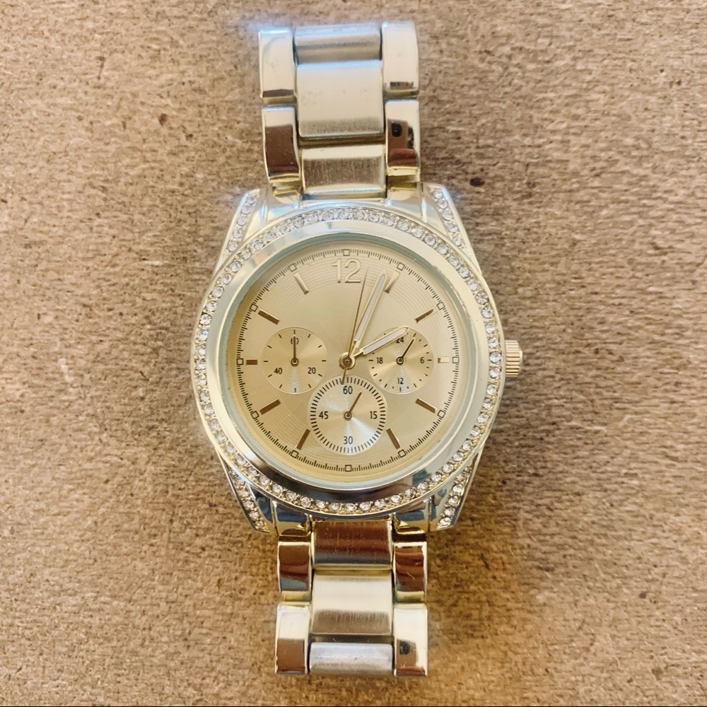Gold and Faux Diamond Watch